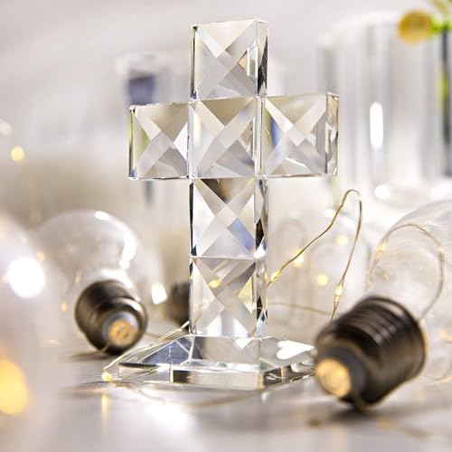 Cruz de cristal QF objeto religioso de vidrio transparente decorativo 4