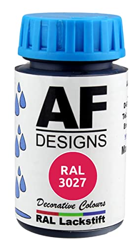 Alex Flittner Designs Stylo de retouche RAL 3027 Rouge framboise brillant 50 ml Bois Métal Meubles Salle de Bains Peinture de retouche