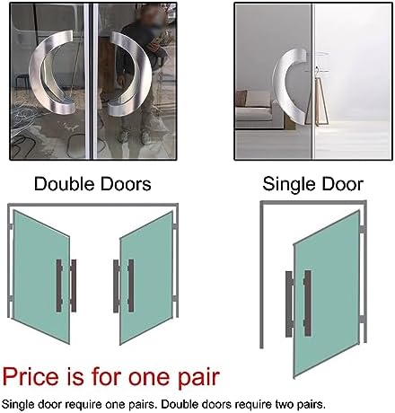 Aluminum Push Pull Door Handle, Heavy Duty Barn Door Pull Handle with Mounting Parts, Commercial Glass Pulls for Home Office Store Door Entry (Color : Silver, Size : 25cm(9 7/8")*21.5cm)