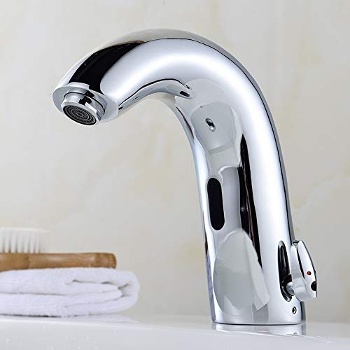 Grifo Mezclador, Grifo de baño, Grifo eléctrico con Sensor automático, sin Contacto, Fregadero de Cocina, Lavabo, batería, grifos mezcladores de Agua fría y Caliente