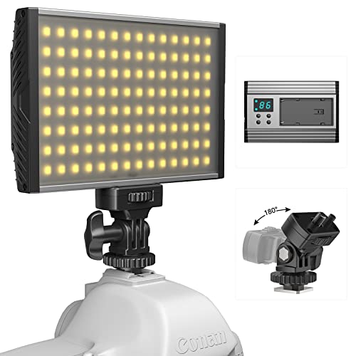 Luz de Vídeo LED Regulable 3200-5600K, Luz de Video Camara, Lámpara de Luz Fotográfica Portátil para DSLR, Nikon, Canon, Pentax, Panasonic, Sony y Otras Cámaras con Batería, Cargador y Montura