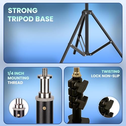 Image of Kratos Premium 84 Inch (7 feet) Tripod Stand, Adjustable and Portable Design with Mobile Clip Holder Perfect for Ring Light, Photography, Videography & Live Streaming, Compatible with All Mobiles