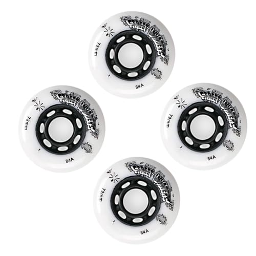 JCXYL EV 72mm 76mm 80mm Inline Skates Wheel 84A Hockey Roller SkateIndoor/Outdoor Replacement Wheel for Smooth Safe Skating,White,72mm