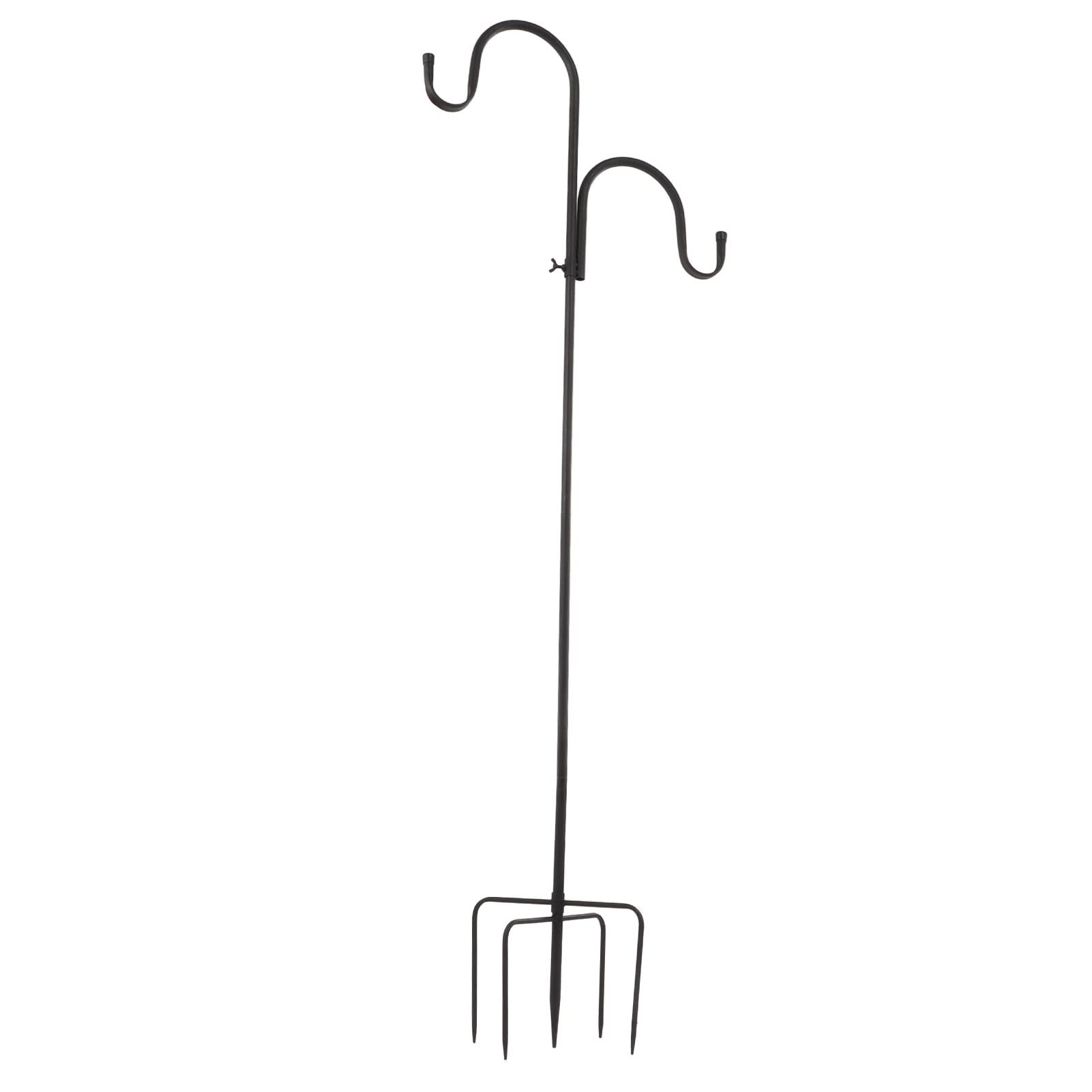 Ejoyous Gancio da Pastore Gancio per Mangiatoia per Uccelli in Ferro 63 Pollici Supporto Staccabile a 2 Ganci con Base a 5 Punte Finitura Antiruggine per Giardino Cortile Patio Piante Sospese Lanterne