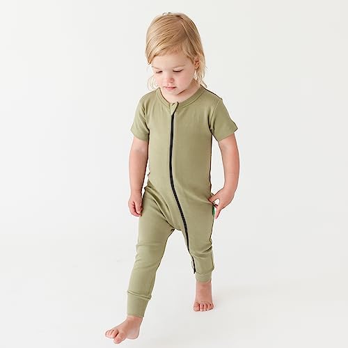 Parade Organic Essentials '2-Way' Zip Romper - Short Sleeve Olive Green 12-18 Months - 1