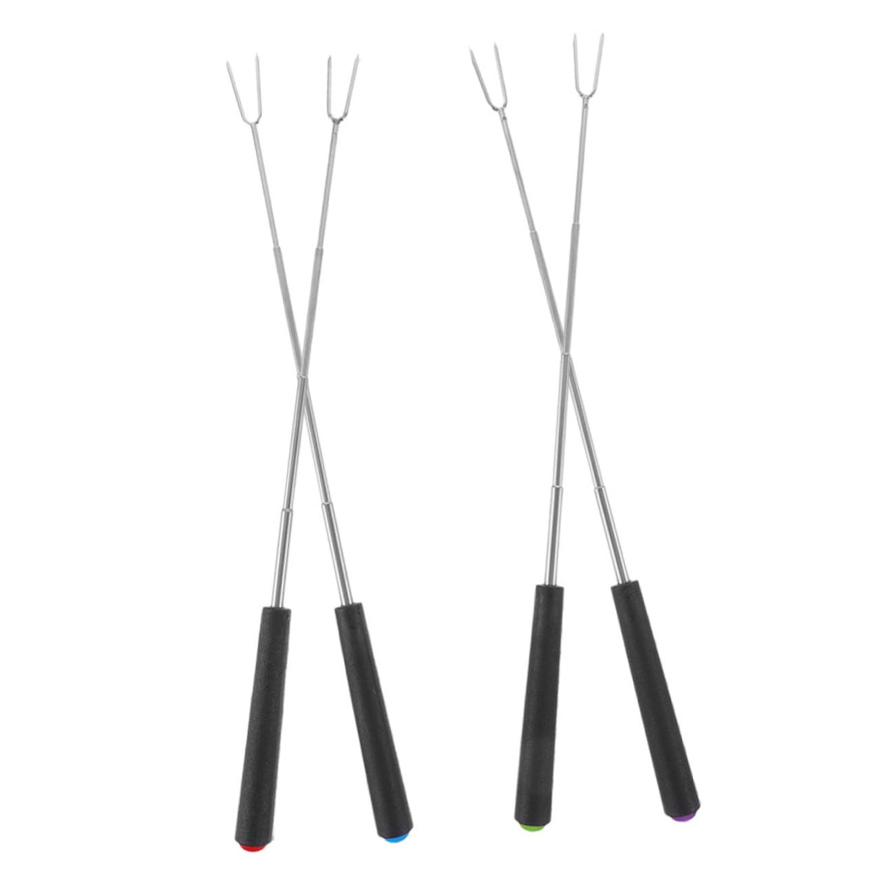 NULYLU Stainless Steel Bbq Forks 4pcs Three-pronged Outdoor Bbq Tools for Camping Grilling Serving Easy to Pack