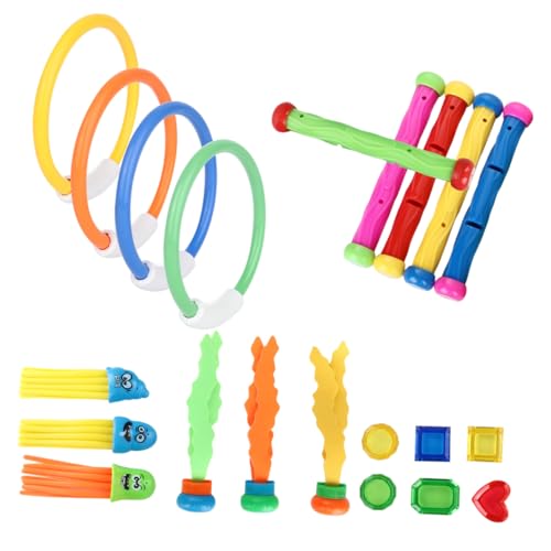 Jeux de plongée pour enfant de 21 pièces avec anneaux et bâtons colorés