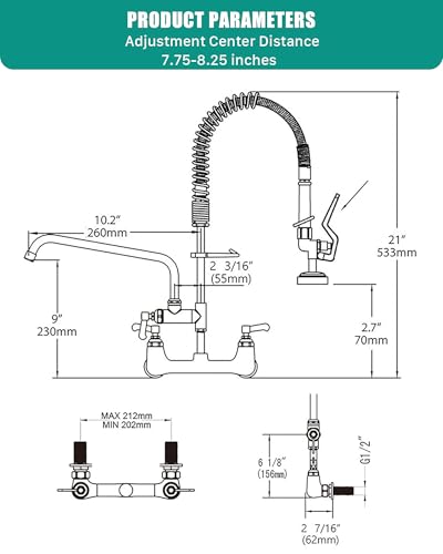 BESTJEEF Commercial Wall Mount Kitchen Sink Faucet Brass Constructed Polished...