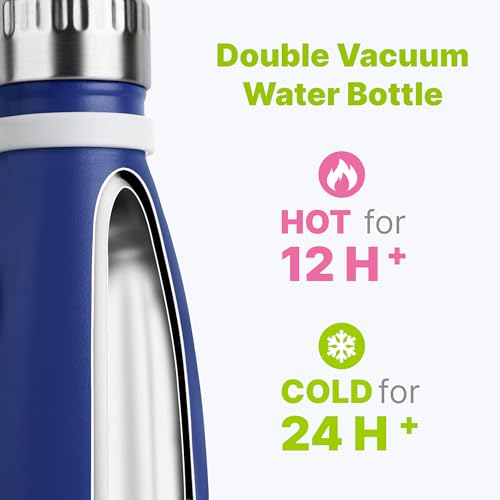 Image of 12 oz Stainless Steel Double Wall Vacuum Insulated Water Bottle for Kids for School-Reusable Metal Leak Proof Sports Flask for Boys(Navy Blue)