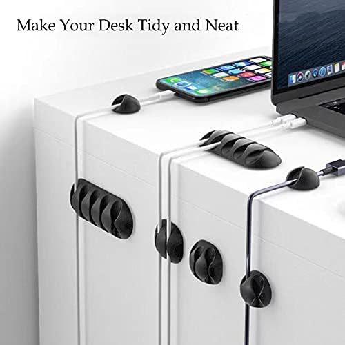 Cable Holders, 16 Pcs Cable Clip Organizer, Desktop Cord Holder Hook, Self Adhesive Cord Holder Clips for USB Charging Cable Power Cord Mouse Cable Wire Office Home Cable Holder Organizer Set (Black)