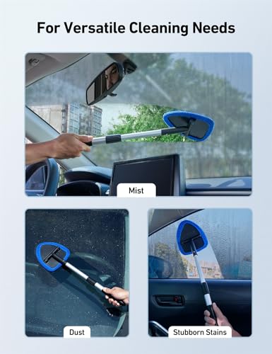 Astroai Windshield Cleaner, Car Windshield Cleaning Tool Inside With 4 Reusable And Washable Microfiber Pads And Extendable Handle Auto Glass Wiper Kit thumb #6