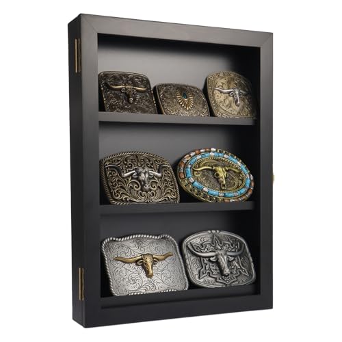 Large 19×14 inch Black Belt Buckle Display Case – Belt