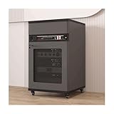 RGZFYH HiFi Rack Stereoschrank, moderner Audio-Video-Medien-Aufbewahrungsschrank mit Schublade aus Massivholz und U-Stange, Plattenspielerkonsole, Verstärker-Geräteschrank TV(Grey,90cm)