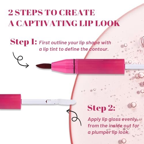 Image of evpct Caramel Red Matte Liquid Lipstick Marker Pen Lip Liner Set with Lip Oil, Shine Finish, 2 in 1 Lipgloss Lipstick Long Lasting Waterproof for Women, Lips Color Stain 24hr Original Smudge Proof