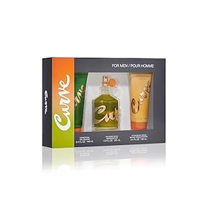 Curve for Men 3 Piece Fragrance Gift Set, Shower Gel, Aftershave Balm & Cologne, Spicy Woody Magnetic Scent for Day or Night, 4.2 fl oz