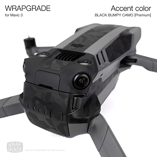 Image of WRAPGRADE Partial Skin Stickers for DJI Mavic 3 Pro Accent Color Black Bumpy CAMO