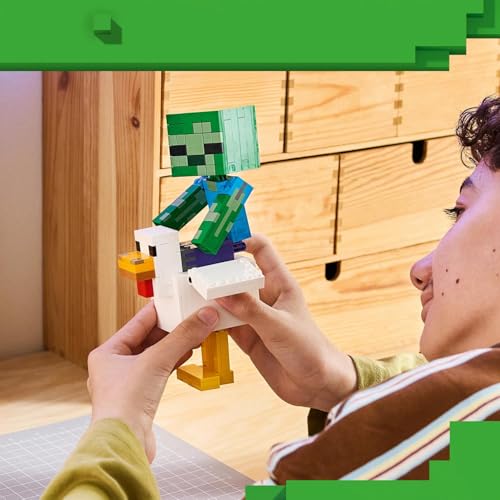 Image of LEGO Minecraft Chicken Jockey - Video Game Building Set - Posable Minecraft Room Decor - 21582