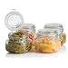 Klikel Square Glass Kitchen Storage Canister Jars - Crystal Clear Food Storage Jars with Clear Lid and Bail & Trigger Hermetic Seal - 16oz, (Set of 4)