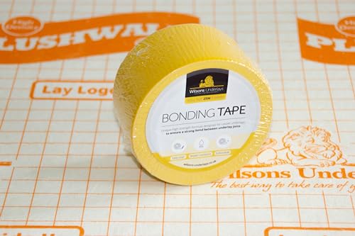 FloorPro Wilsons Bonding Tape For Carpet Underlay - High Strength Formula - For Bonding Underlay Joins - Easy Tear - Water Resistant (25m x 60mm Roll)