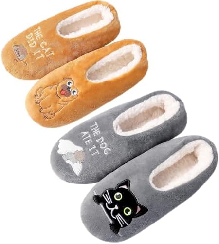 HUGSWEET Slipper for Women Men Thick Warm Fuzzy Slippers With Grips Indoor Cozy Fluffy Sherpa Lined Shoe Socks Non-Slip Soft Soles with Gift Box