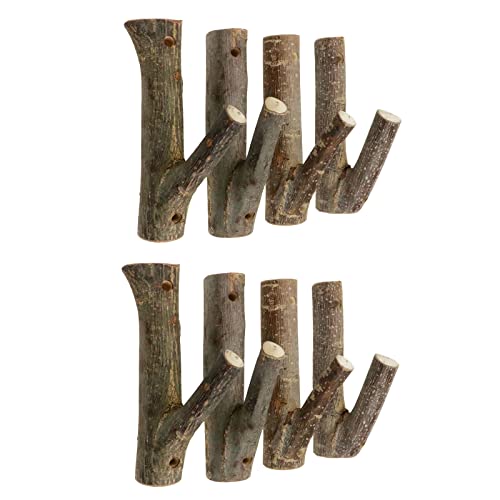 Image of Tsnamay 8Pcs Real Wood Tree Branch Wall Hook, Farmhouse Rustic Decorative Wooden with Bark Trunk Thickness 2cm-3cm with Screw