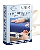 The Rubber Hugger - The Bed Sheet Holder Band - New Approach for Keeping Your Sheets On Your Mattress - No Sheet Straps, Sheet Clips, Grippers, or Fasteners. (Medium Size for Queen Mattress)
