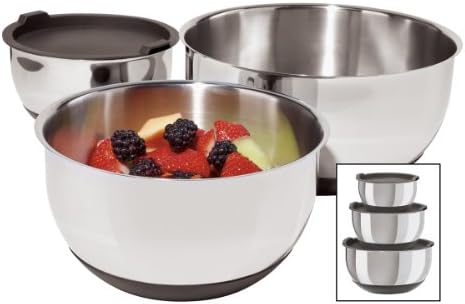 Oggi Stainless Steel 3-Piece Bowl Set with Lids, (7287.0) - Thumbnail 4