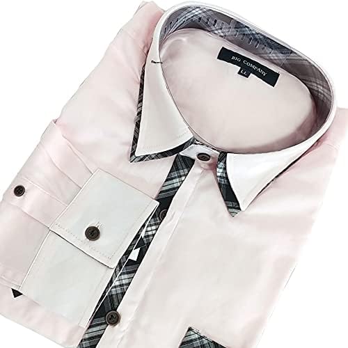 Amazon シャツ 長袖 ドレスシャツ きれいめ モード ビジカジ ダブルカラー 前立て切替 カジュアル シャツ 春夏 アーガイル柄 Bm シャツ 通販