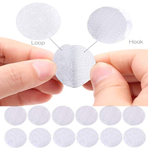 Dfyouhome 128 Pairs Dots 1 Inch Round Self Adhesive Hook And Loop Sticky Back Tape Strips Fabric Fastener Light Weight Stronghold (White) #TOP1
