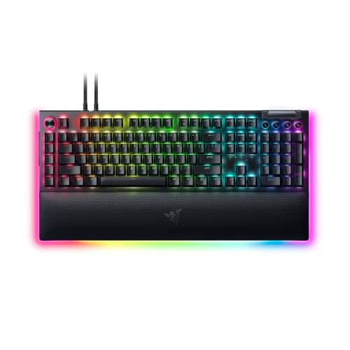 Razer BlackWidow V4 Pro (Green Switch) – Mechanical Gaming Keyboard (Clicky Mechanical Switches, Command Dial and 8 Dedicated Macro Keys, Multi-Function Roller, Wrist Rest) US Layout | Black