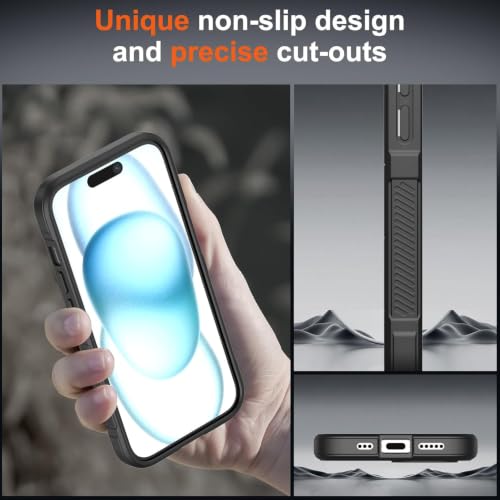 Image of ShieldTech AirGuard Series Back Cover Case for Apple iPhone 15 | Microfiber Lining | Airbag Cushion Drop Protection | Shockproof Silicone Back Cover Case | Anti Slip Grip - Black for Apple iPhone 15