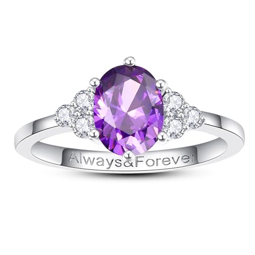 BONLAVIEGEM Amethyst Ring for Women Purple Ring for Women February Birthstone Ring Purple Cocktail...