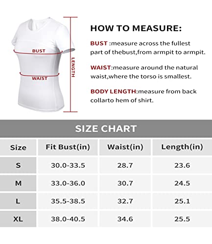 Women Workout Shirt Dry Fit Short Sleeve Sport Compression Tops Moisture Wicking Athletic T-Shirts (Black+White, M(Fit Bust 33In-36In)) #TOP5