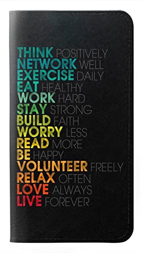 Protection Galaxy S25 Plus étui rabat cuir PU Think Positive Words housse portefeuille