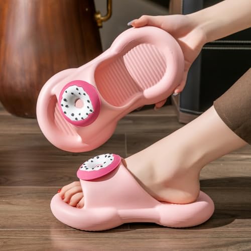 Kawaii Donut Slippers for Women Cute Pink Sandals Shower Slippers Non-Slip Soft Open Toe Outdoor Summer2