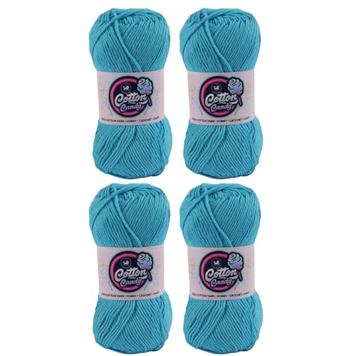 Image of NESTNHAVEN Cotton Candy 100% Cotton Yarn - (100g, 185 Meters) - Luxury Yarn for Crochet, Amigurumi, Embroidery, Toys, Garments, Flowers and Hobby, Projects. (Sky Blue) | (400 Gm)