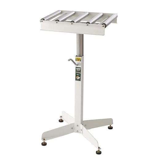 Adjustable Roller Table Stand HTC HRT-10 Super Duty Conveyor Feed Stand With 5 Ball Bearing Rollers , White
