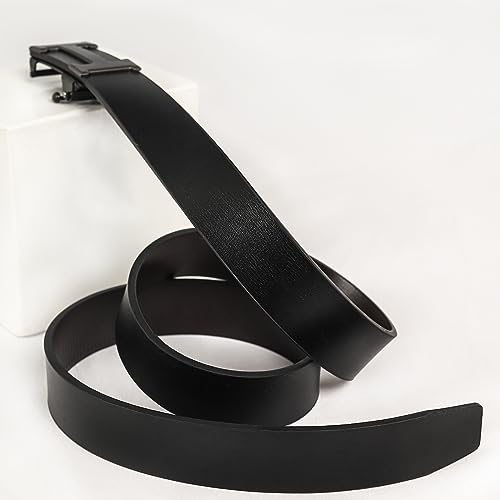 Image of Aurolran Men&Womens Leather Dress Belt Business Automatic Buckle Belt Color-Black Silver Gold