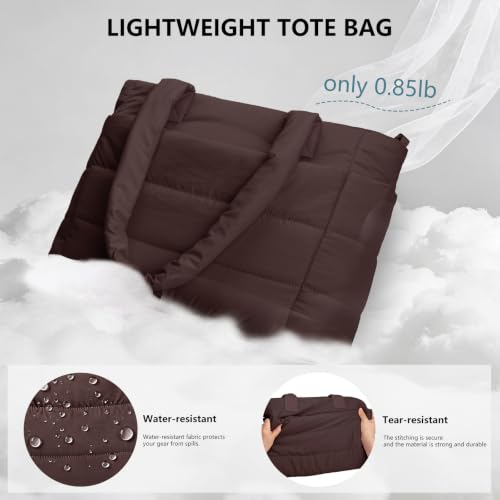 Image of Puffer Tote Bag for Women Quilted Nurse Bag Lightweight Work Bag for Teacher Travel Handbag with Multiple Pockets