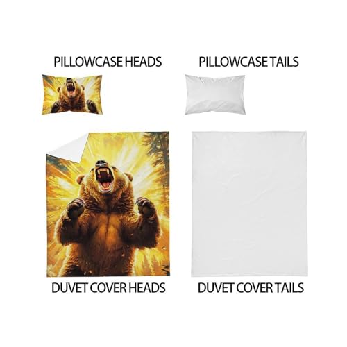 Housse de Couette Balade des Petits Ours Microfibre Douce avec Zip 135x200 - 5