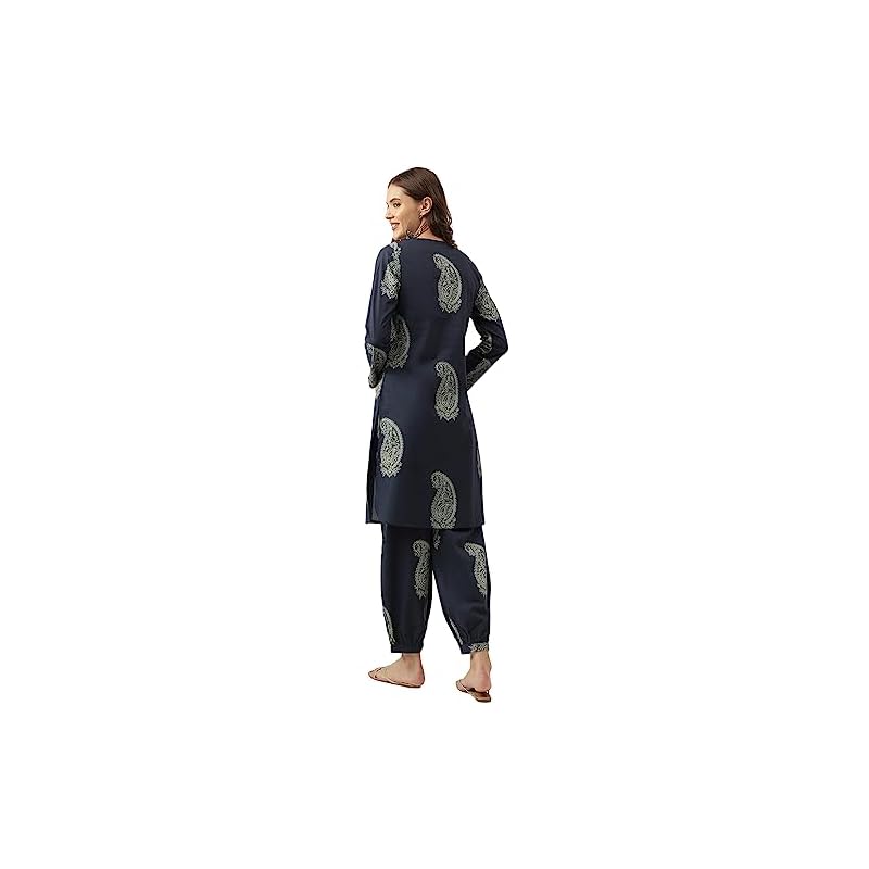 Divena Black Cotton Paisley Print Kurta Hem Cuffed Pant Co-ord Set - Image 5
