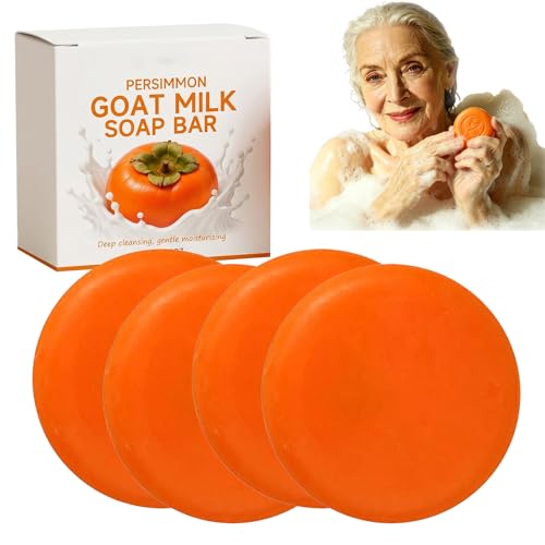 Jabón redondo de caqui para eliminar el mal olor corporal y el olor de las personas mayores, jabón desodorante en barra para el baño que elimina el mal olor y limpia profundamente (4PCS)