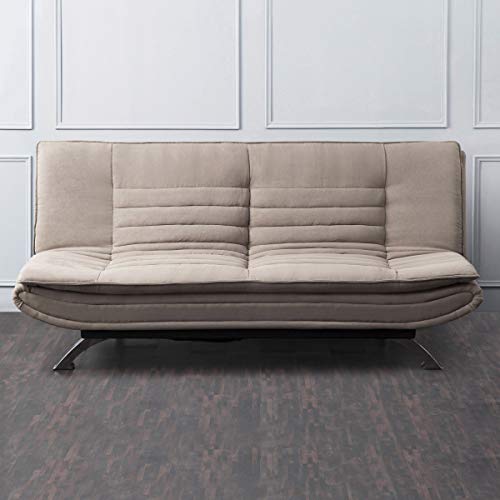 Image of Home Centre 3 Seater Polyester Faith Fabric Sofa Cum Bed (Beige)