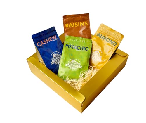 Image of Nature's Blend - Essential Dry Fruits|Festive New|Pack of 4|250g pouch|Almond Roasted, Cashew Roasted, Pistachio Inshell Roasted, Raisins|Soft Top