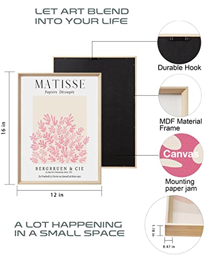Hesendot Canvas Wall Art Decor,Framed Matisse Wall Art For Living Room,Abstract Matisse Wall Art Exhibition Posters,16X12In High Framed Design Print, Minimalist 3 Piece Wood Art Wall Decor Aesthetic, Mdf Framed Poster For Bedroom,Bathroom Set Of 3 #TOP6