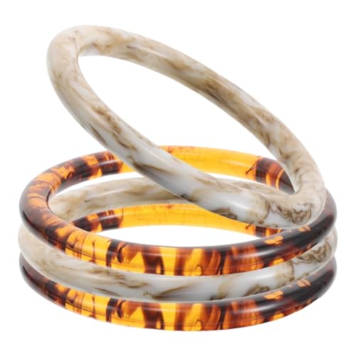 Cabilock 4 Piezas D-shaped Resin Round Purse Handles Replacement Bag Making Hardware For Handmade Beach Tote Crochet Straw Bags DIY Acrylic Handbag Accessories