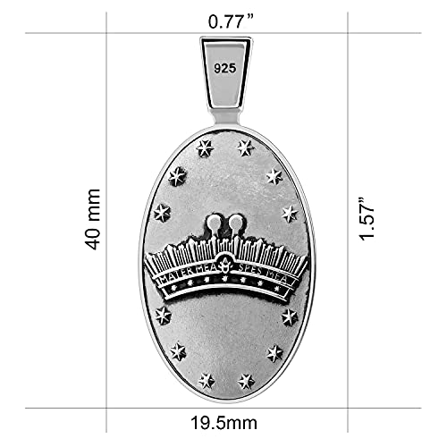 VENICEBEE® Our Lady Guadalupe Holy Virgin Mary Medal Devotional Christian Sacramental Solid 925 Sterling Silver Pendant Necklace Divine Design Nuestra Señora + Velvet Pouch, Polishing Cloth, Gift Box3