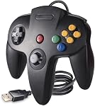 Classic N64 USB Controller, N64 Wired Remote Joystick Emulator Game Controller for Windows XP 7 8 11 & MAC Raspberry Pi 3 Black