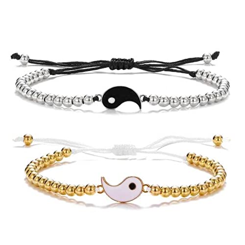 Colliers de bracelet à chaîne tressée ajustables Tai Chi pour couple