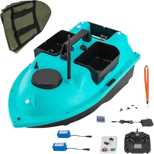 IOENC RC Fishing Boat 52W 5.91ft/s Bait Boat High Speed for Ocean Lake Fishing,600M Range 99 Points,with 1 * 5200mAh Lithium Battery,Cruise Control (Blue)